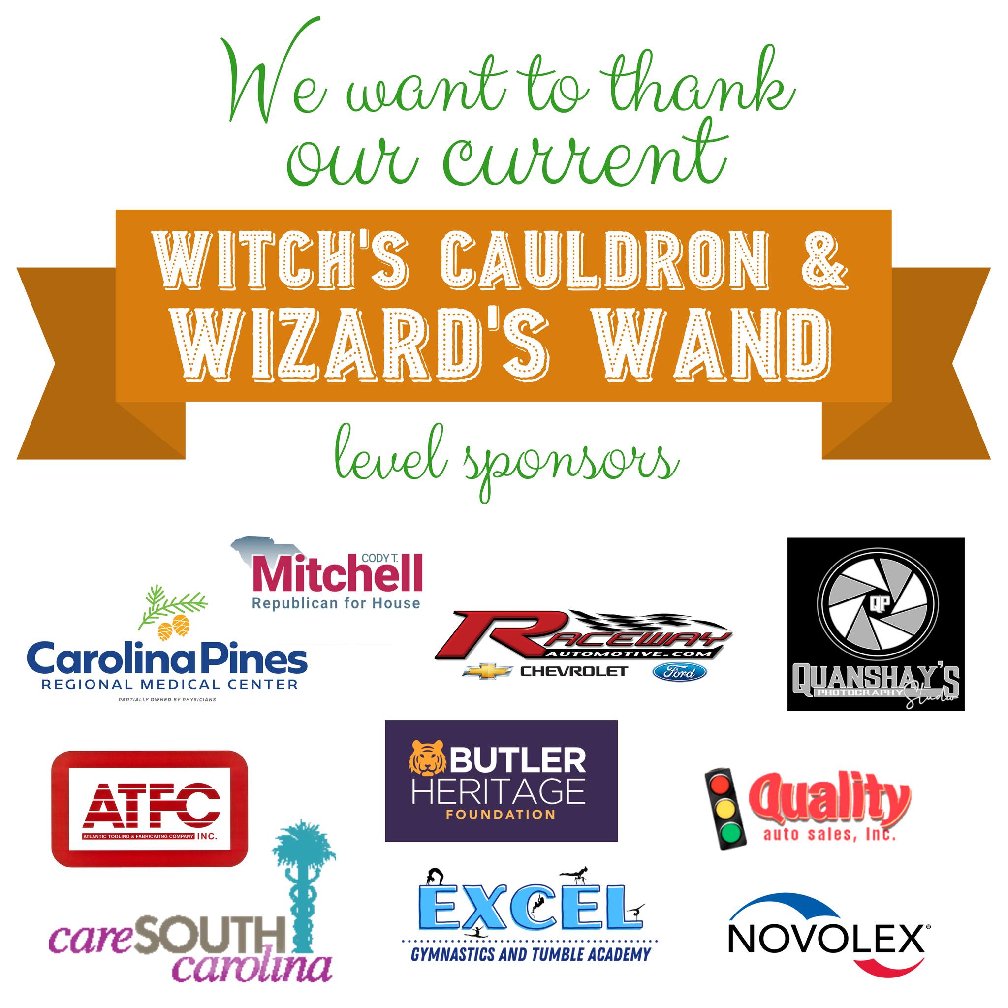 Thank you to our Wizard's Wand and Witch's Cauldron Sponsors