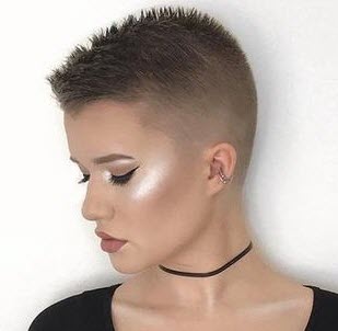 Woman with buzzcut haircut