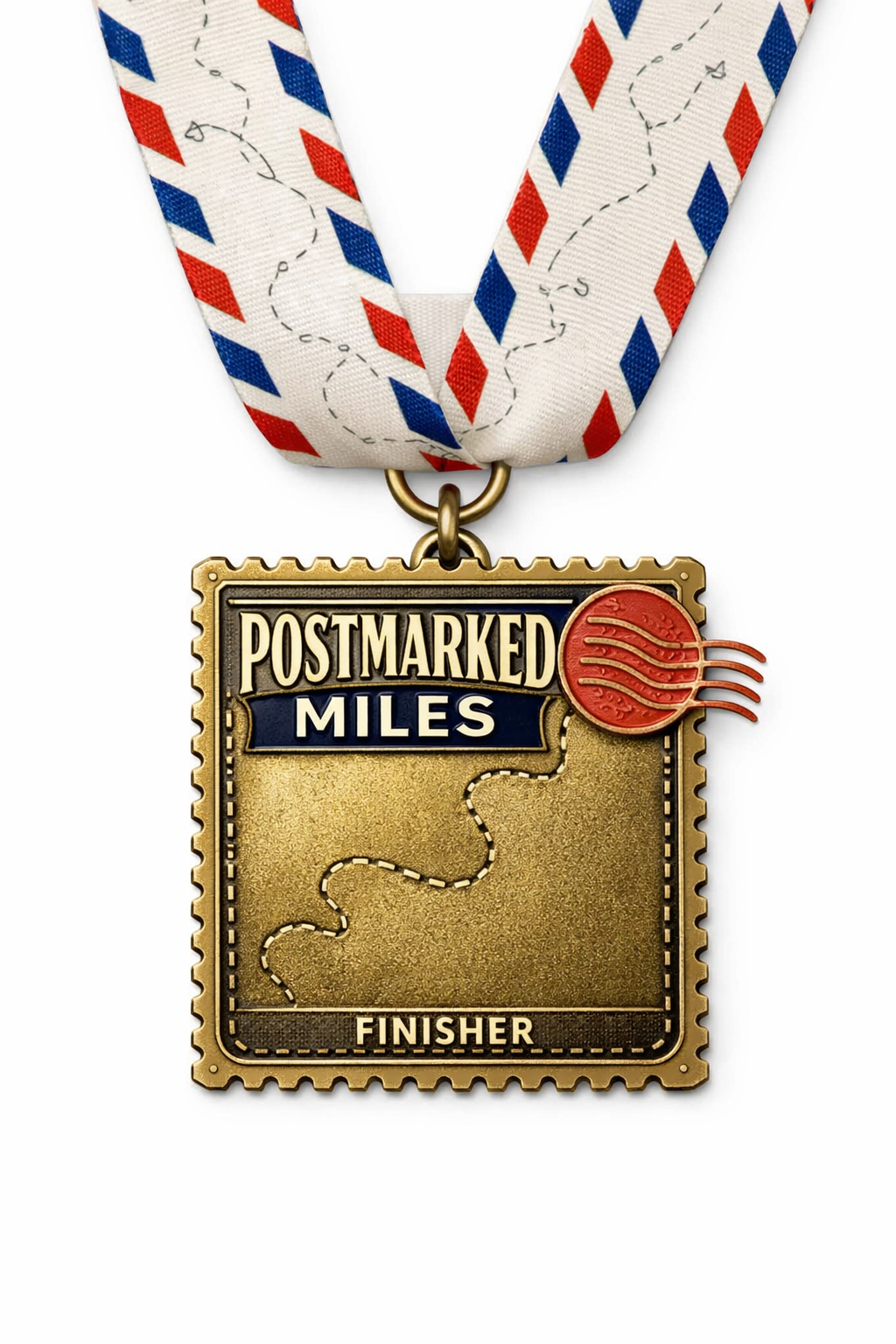 Postmarked Miles antique brass finisher medal