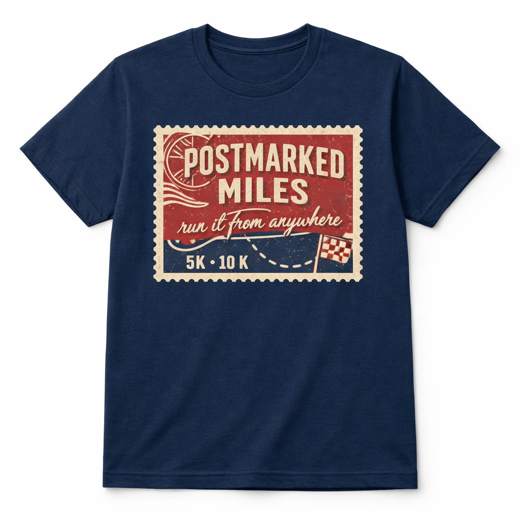 Postmarked Miles vintage stamp race shirt